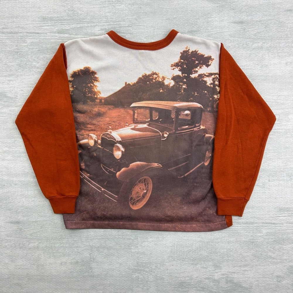 Vintage 60s‎ 70s Ford Model A Sweatshirt Size Small Orange Car Crewneck Sweat